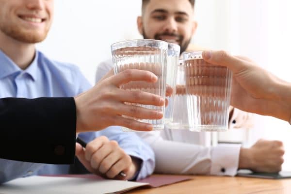 Employees celebrate hydration and productivity